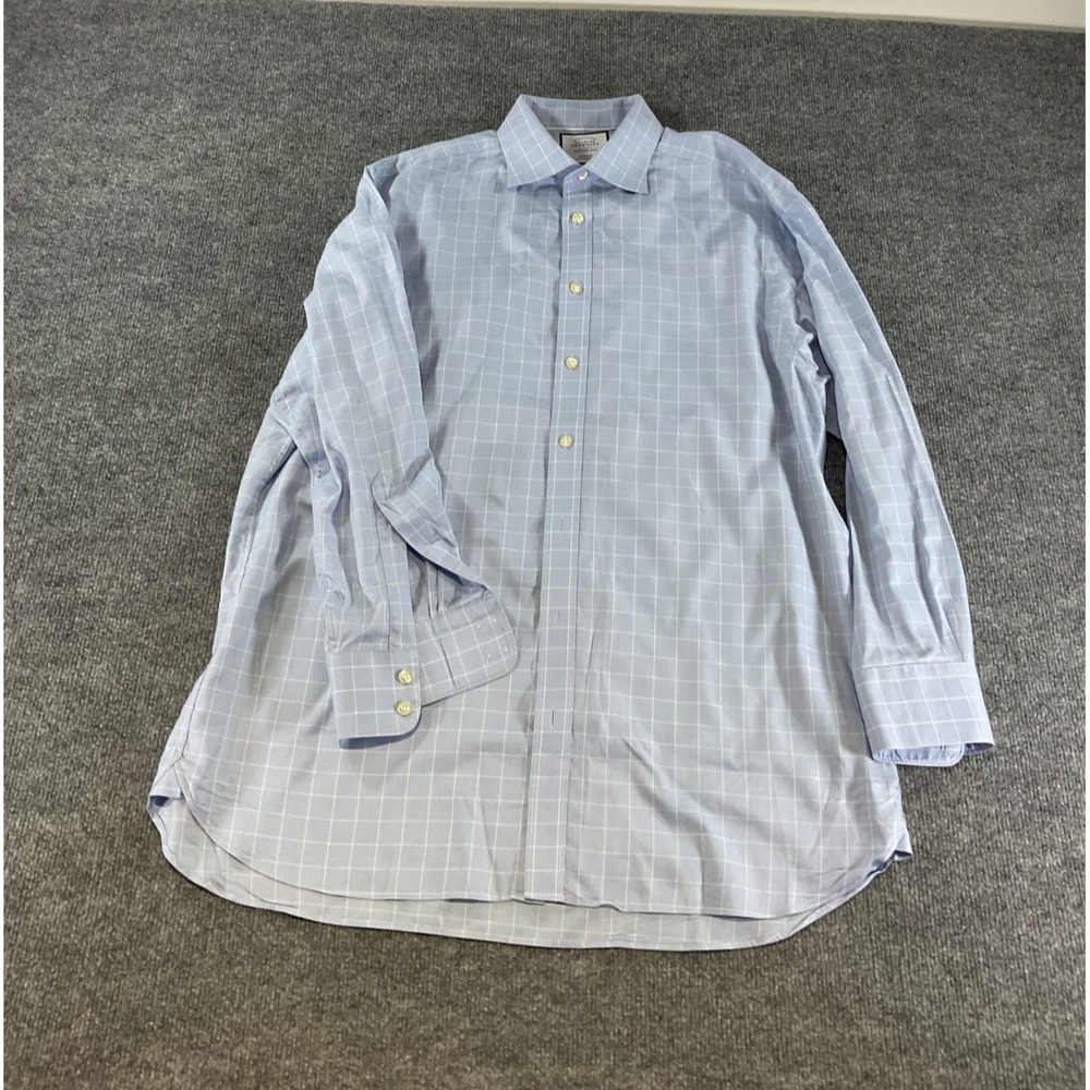 Charles Tyrwhitt Classic Fit Egyptian Cotton Dress Shirt 16.5 33 Blue Check